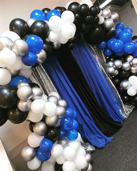 black and blue balloon garland|how to do balloon swag.